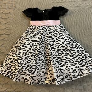 Pretty Me U. S. A. Black & White Leopard Dress ~ 3T
